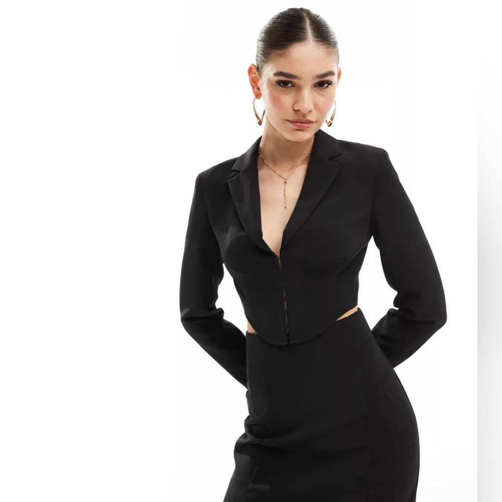 NWT Miss Selfridge Cropped Blazer Corset + Matching Mini Skirt (Two Piece Set)